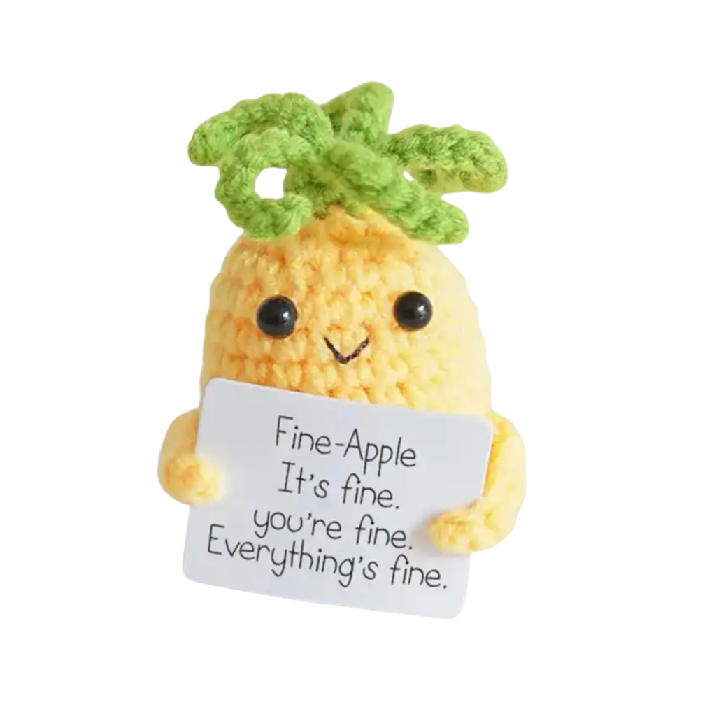 Fine-Apple Knitted Emotional Support Teddy l Moivational Teddy