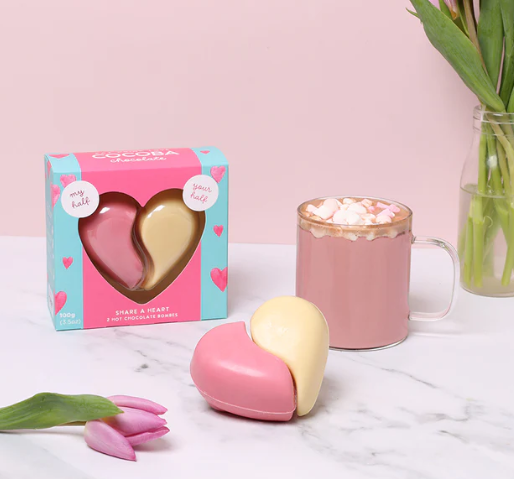 Valentines Sharing Heart Hot Chocolate