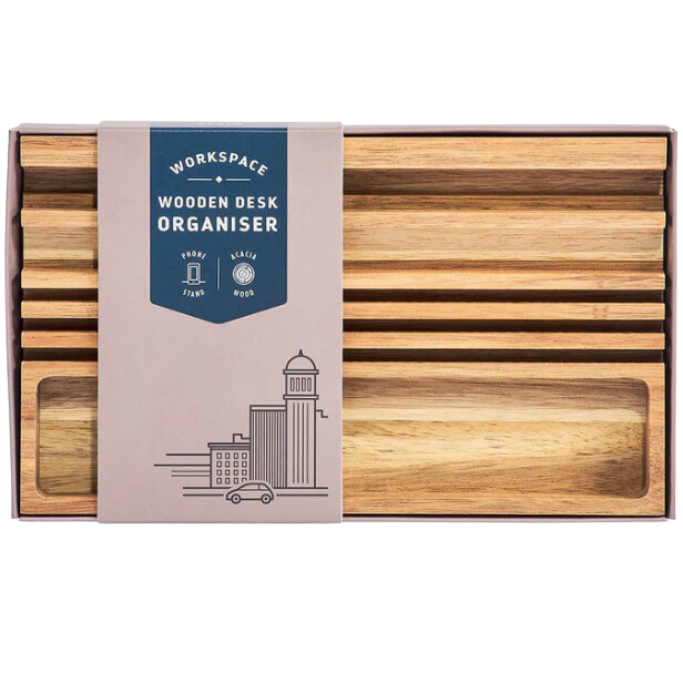 Wooden Desk Organiser & Phone Stand