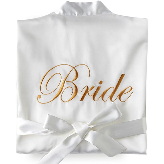 Bride White Satin Robe
